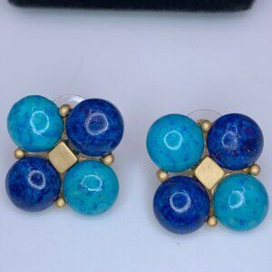 🐱 5 FOR $10  GOLDTONE PIERCED EARRINGS WITH BLUE STONES